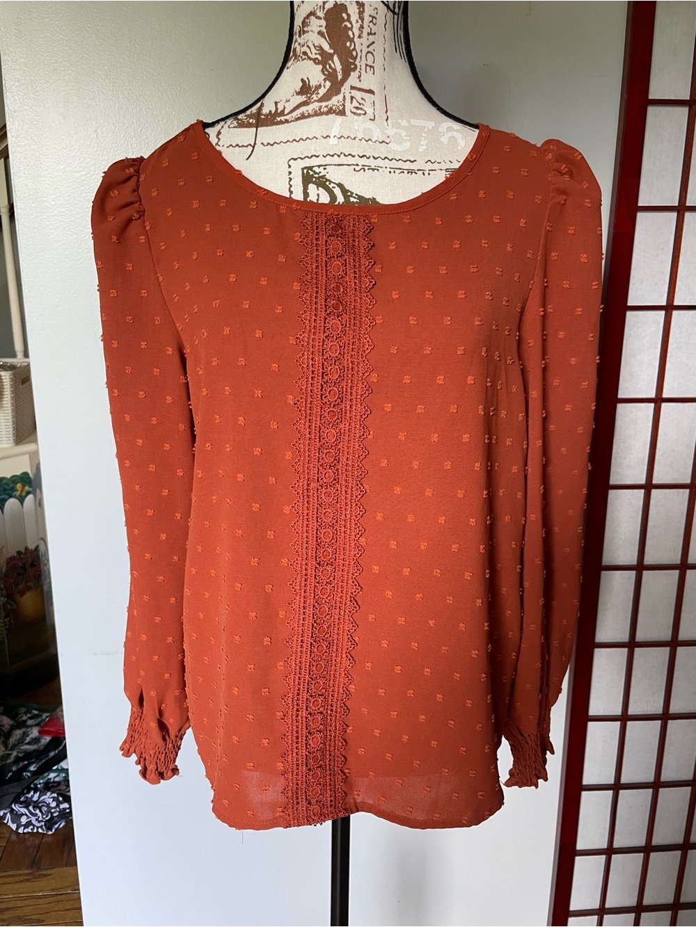 Shein Women's Long Sleeve Top - Burnt Orange, Size M